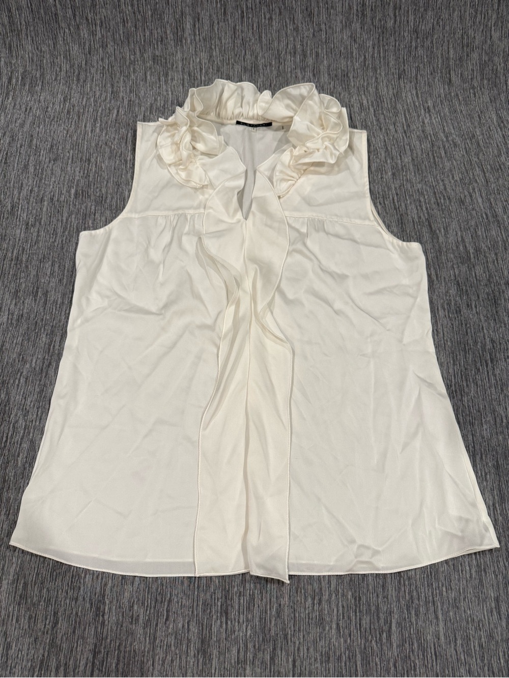 Sleeveless Ruffled V-Neck Blouse - Ivory